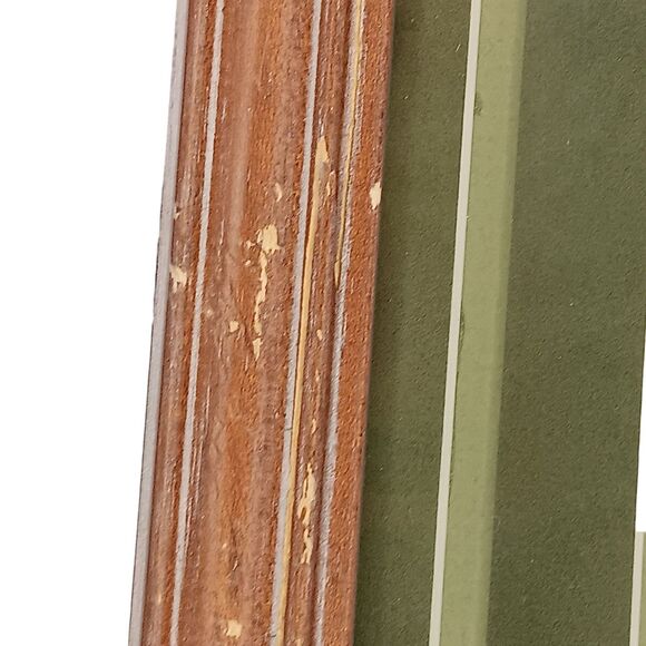 VTG Barbara Mock Pumpkin Print Matted  Framed Green Orange Black & White Checks - Picture 14 of 16